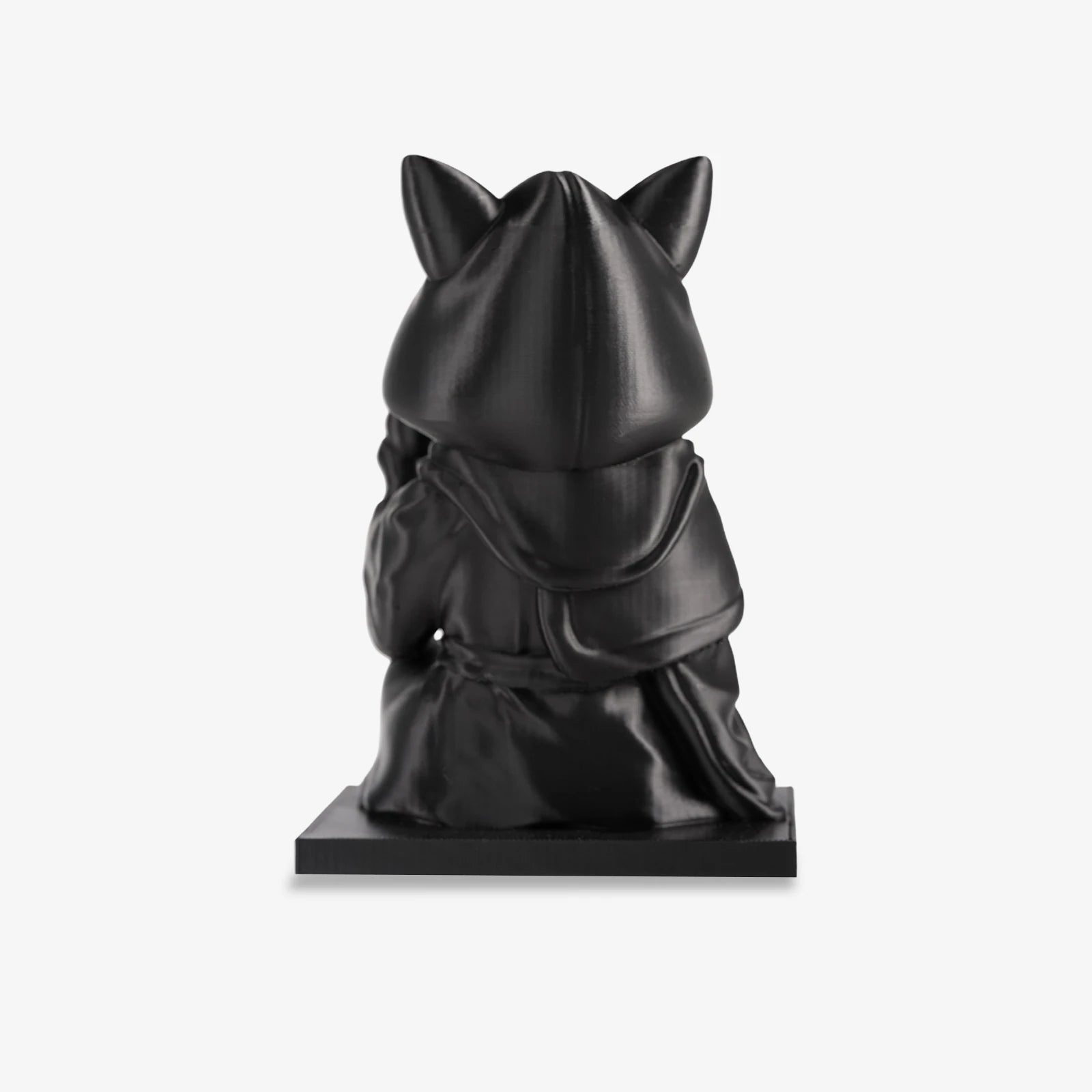 Black cat wizard 3d printed sculpture back view